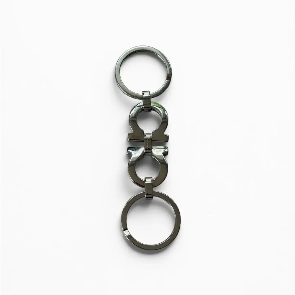 Salvatore Ferragamo Men Gancini Keychain - Silver Key Ring